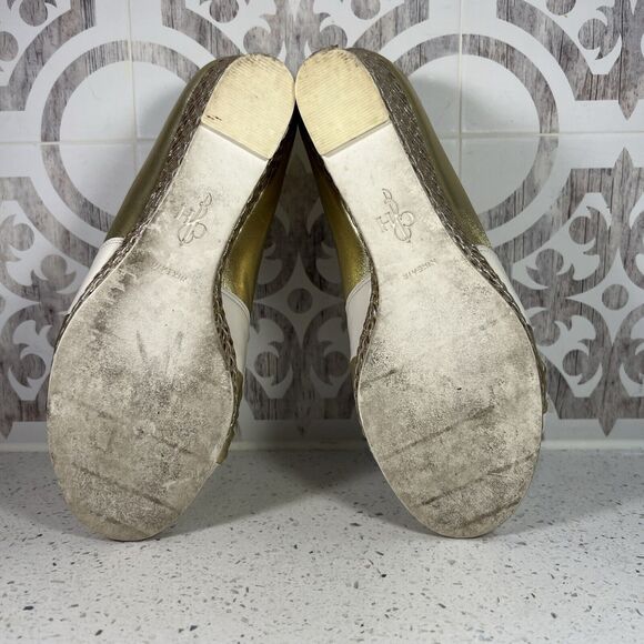 COLE HAAN AIR‎ ESPADRILLE LEATHER WEDGES OPEN TOE SHOES WOMAN SZ 8.5B GOLD - Picture 7 of 7